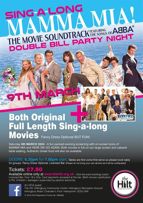 Mamma Mia Sing-a-long double bill Movie - NEW DATE - The Hilt